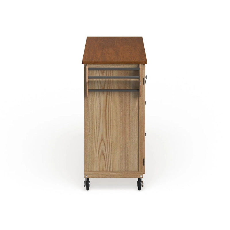 Natural Finish 4-Drawer Kitchen Cart