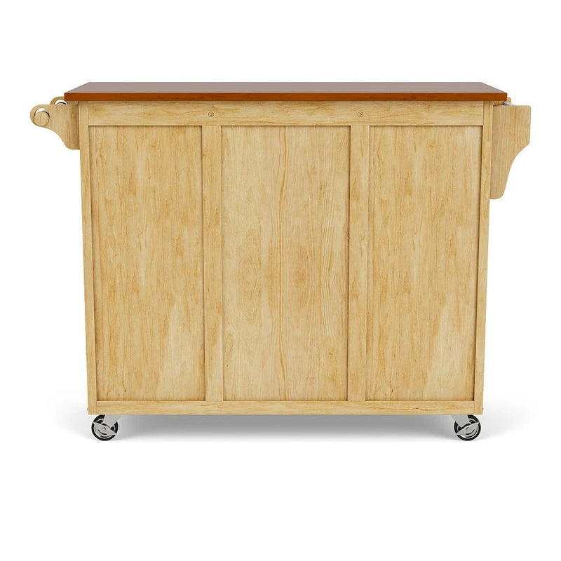 Natural Finish 4-Drawer Kitchen Cart