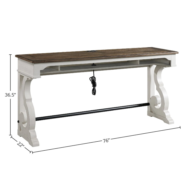 Two-Toned Rustic White and French Oak Sofa Bar Table