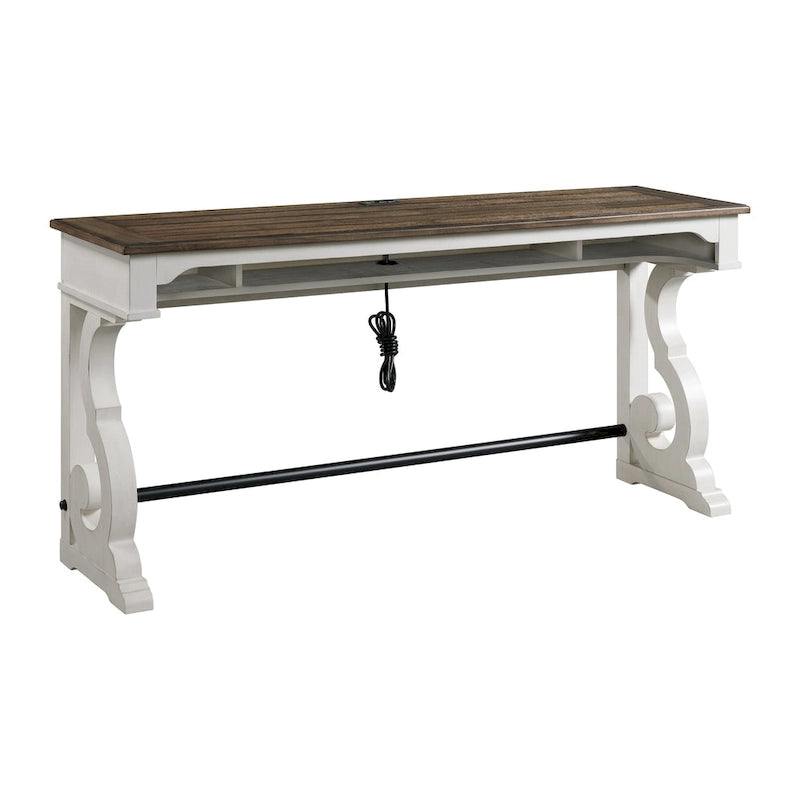 Two-Toned Rustic White and French Oak Sofa Bar Table