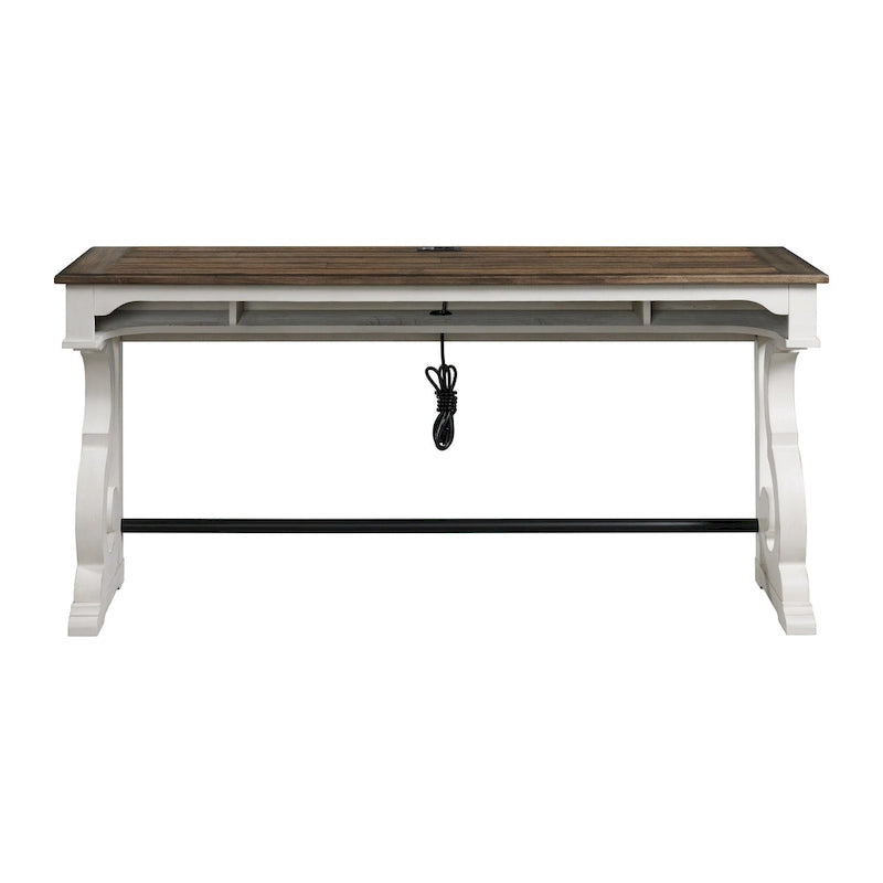 Two-Toned Rustic White and French Oak Sofa Bar Table