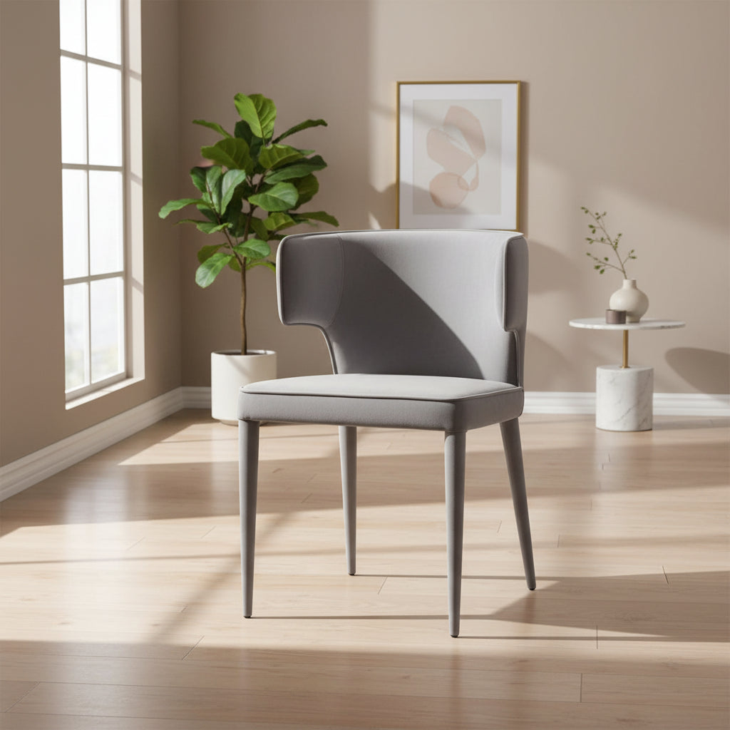 Modrest Lucero Modern Grey Velvet Arm Dining Chair