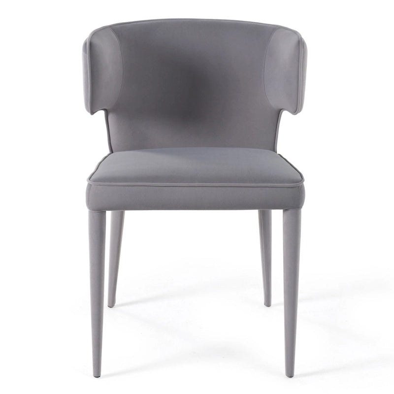 Modern Grey Velvet Arm Dining Chair with Metal Frame