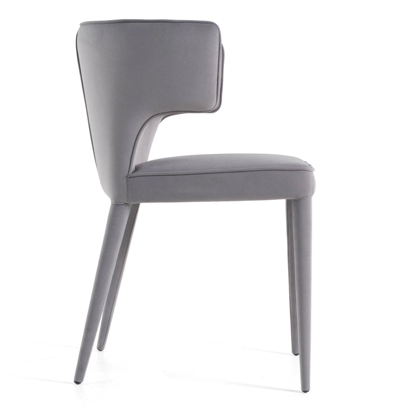 Modern Grey Velvet Arm Dining Chair with Metal Frame