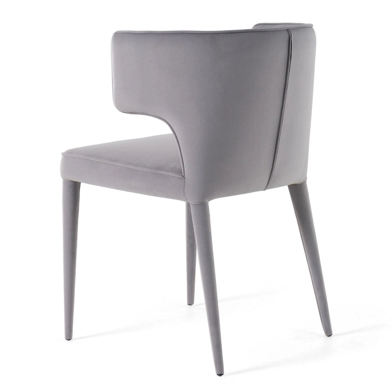 Modern Grey Velvet Arm Dining Chair with Metal Frame