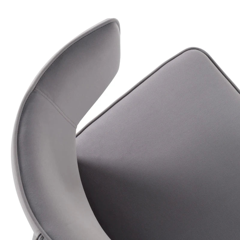Modern Grey Velvet Arm Dining Chair with Metal Frame