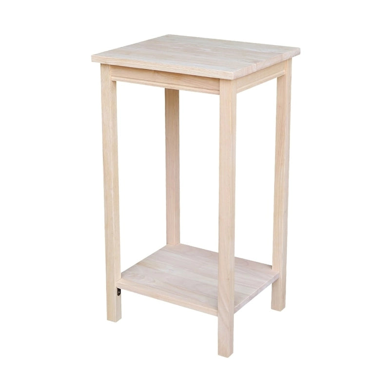 Unfinished Solid Parawood Accent Table with Butcher Block Surface