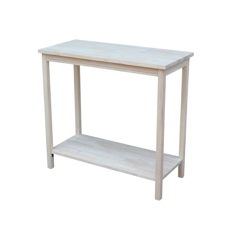 Unfinished Solid Parawood Accent Table with Butcher Block Surface