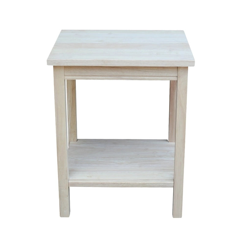 Unfinished Solid Parawood Accent Table with Butcher Block Surface