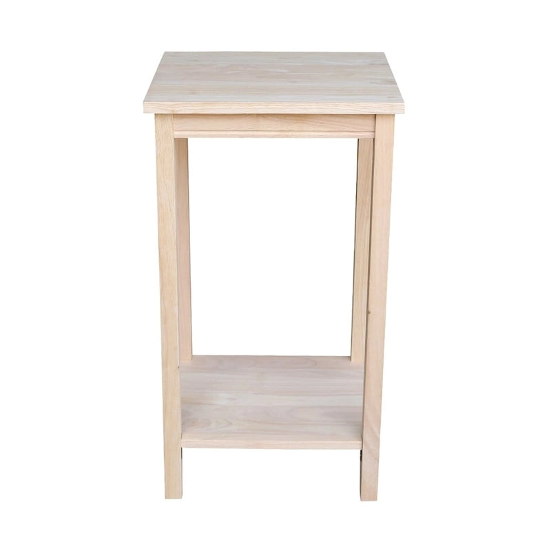 Unfinished Solid Parawood Accent Table with Butcher Block Surface