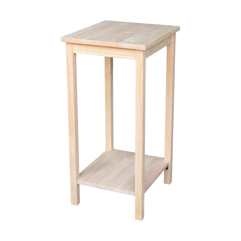 Unfinished Solid Parawood Accent Table with Butcher Block Surface