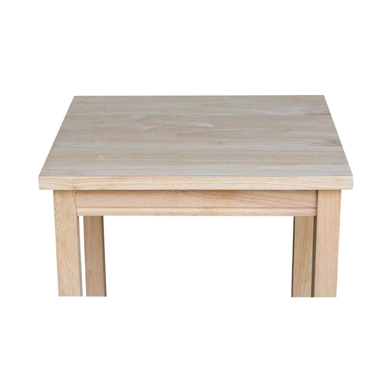 Unfinished Solid Parawood Accent Table with Butcher Block Surface