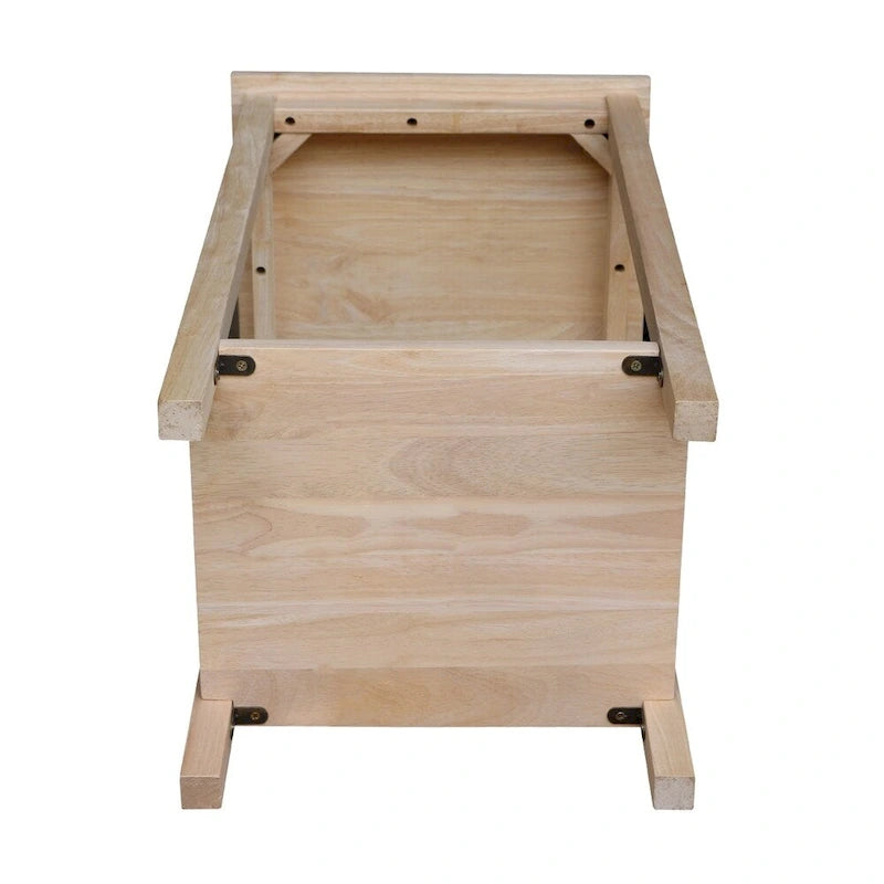 Unfinished Solid Parawood Accent Table with Butcher Block Surface