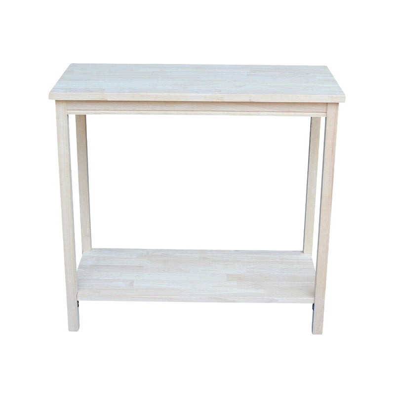 Unfinished Solid Parawood Accent Table with Butcher Block Surface