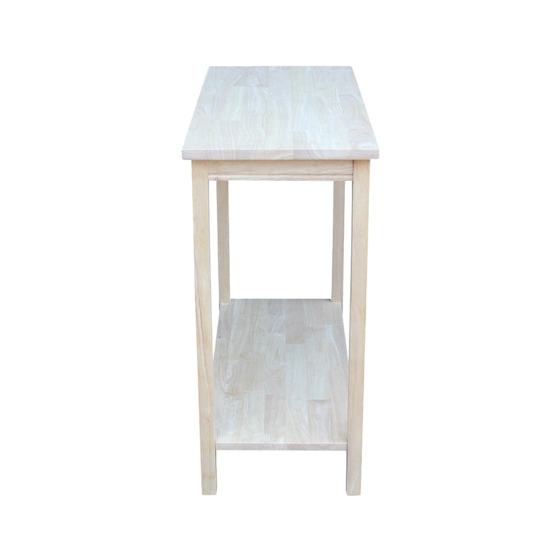 Unfinished Solid Parawood Accent Table with Butcher Block Surface