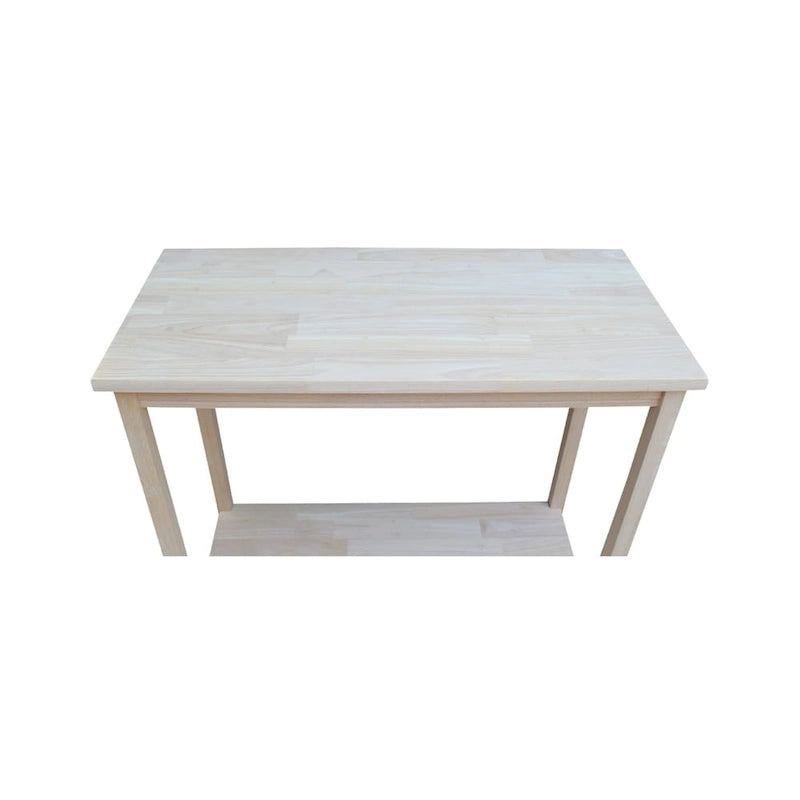 Unfinished Solid Parawood Accent Table with Butcher Block Surface