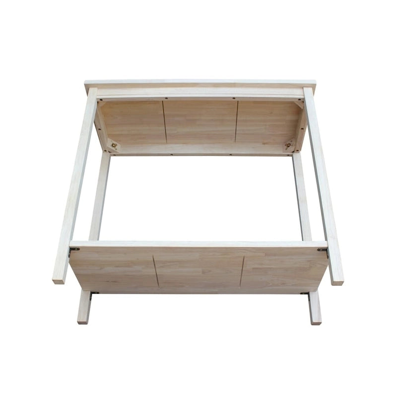 Unfinished Solid Parawood Accent Table with Butcher Block Surface