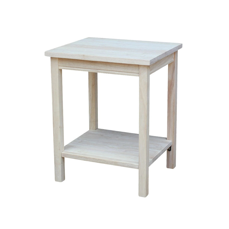 Unfinished Solid Parawood Accent Table with Butcher Block Surface