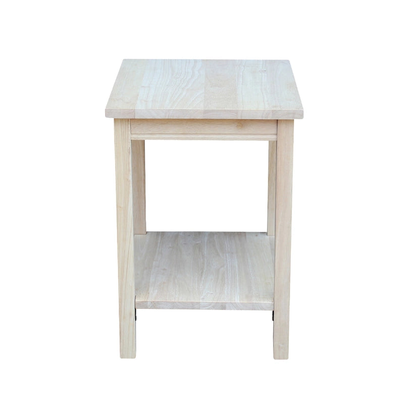 Unfinished Solid Parawood Accent Table with Butcher Block Surface