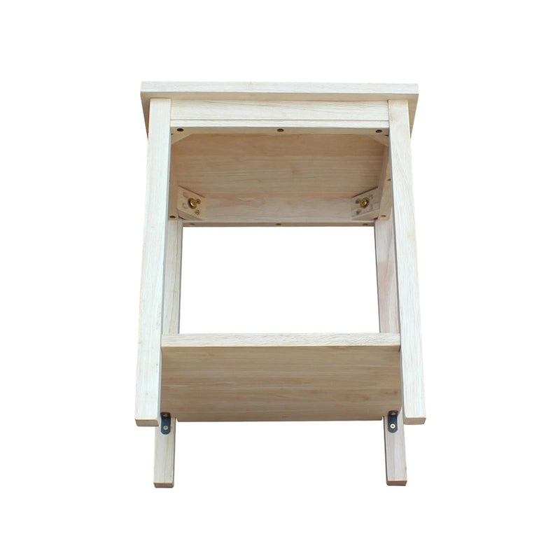 Unfinished Solid Parawood Accent Table with Butcher Block Surface