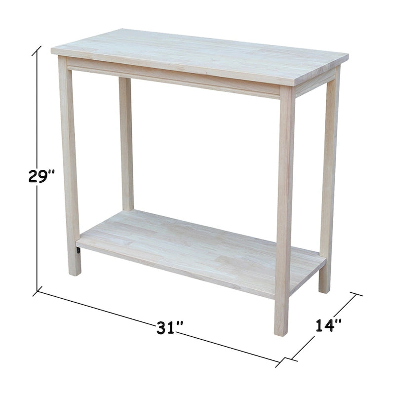 Unfinished Solid Parawood Accent Table with Butcher Block Surface