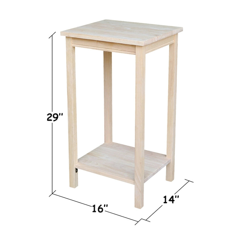 Unfinished Solid Parawood Accent Table with Butcher Block Surface