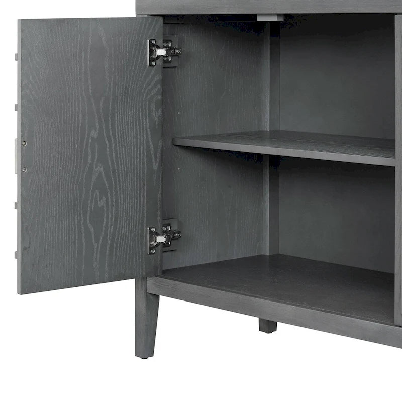 Retro Sideboard with Circular Groove Design Metal Handle