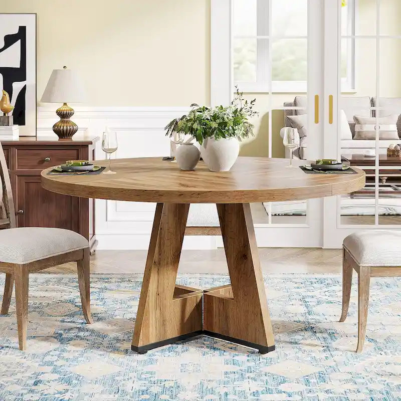 47" Round Farmhouse Dining Table for 4