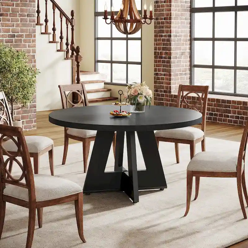 47" Round Farmhouse Dining Table for 4