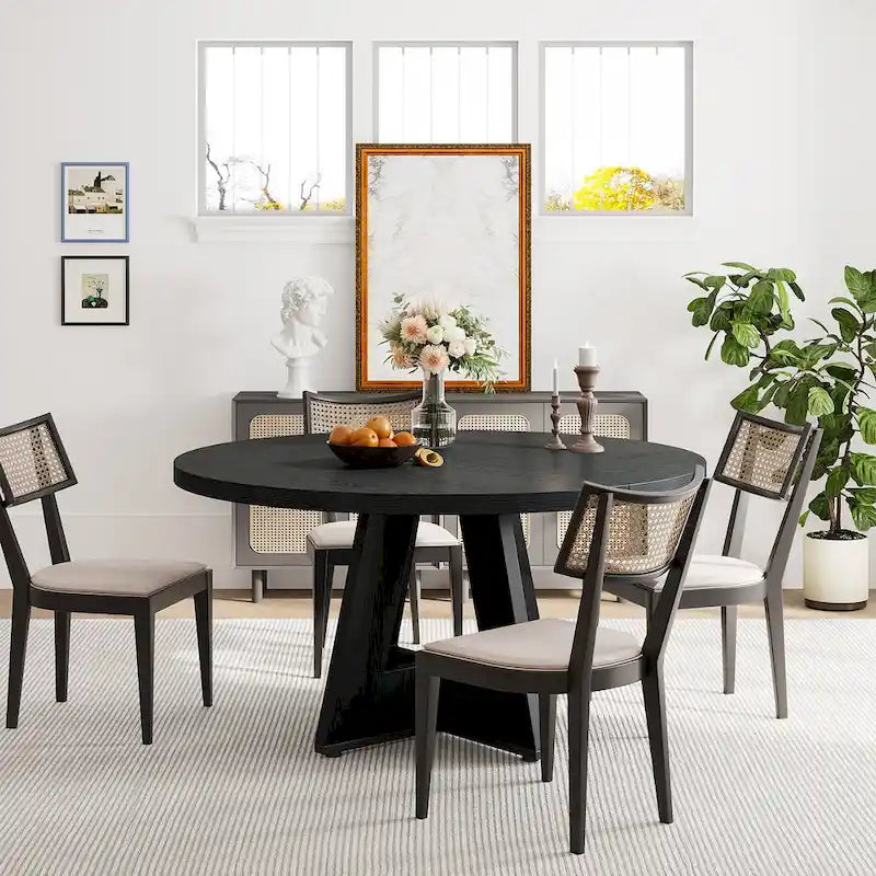 47" Round Farmhouse Dining Table for 4