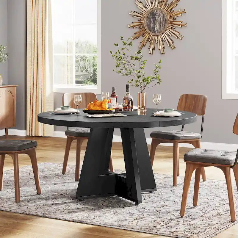 47" Round Farmhouse Dining Table for 4