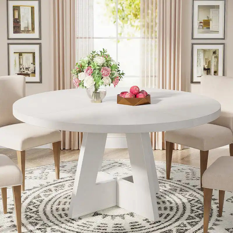 47" Round Farmhouse Dining Table for 4