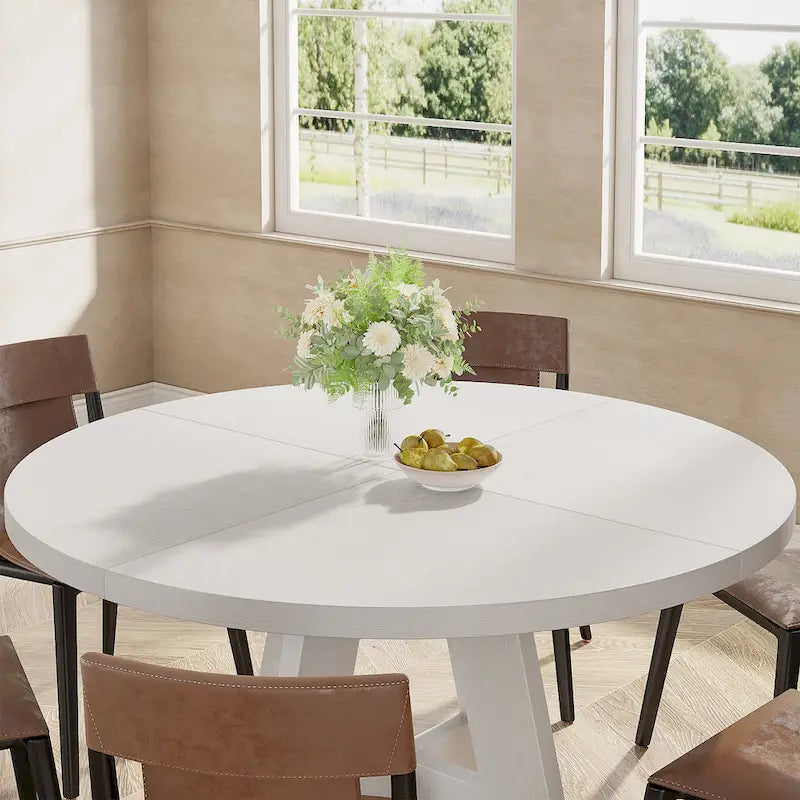 47" Round Farmhouse Dining Table for 4