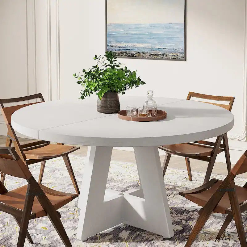 47" Round Farmhouse Dining Table for 4