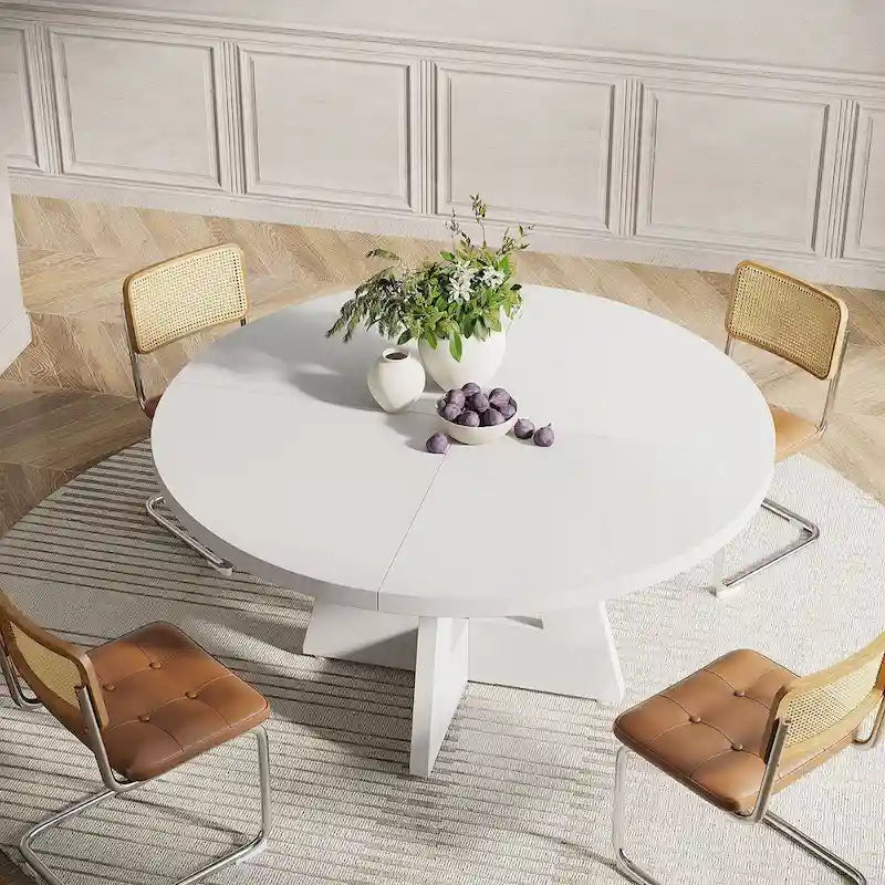47" Round Farmhouse Dining Table for 4