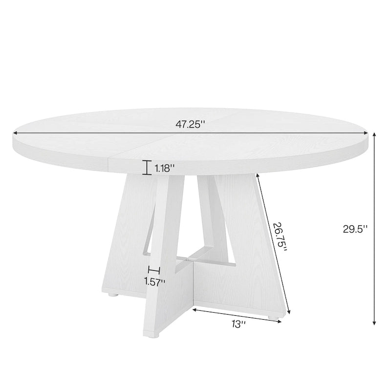 47" Round Farmhouse Dining Table for 4