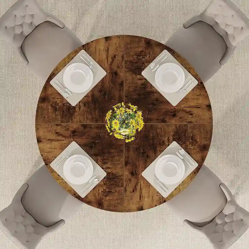 47" Round Farmhouse Dining Table for 4
