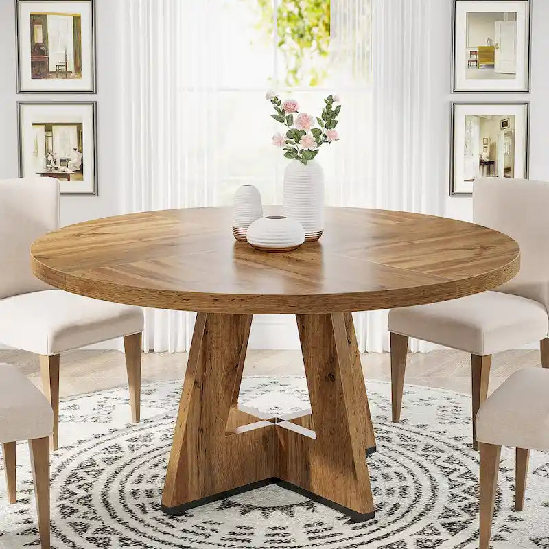 47" Round Farmhouse Dining Table for 4
