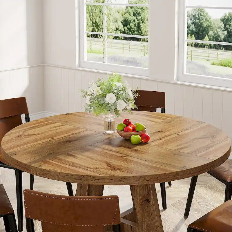 47" Round Farmhouse Dining Table for 4