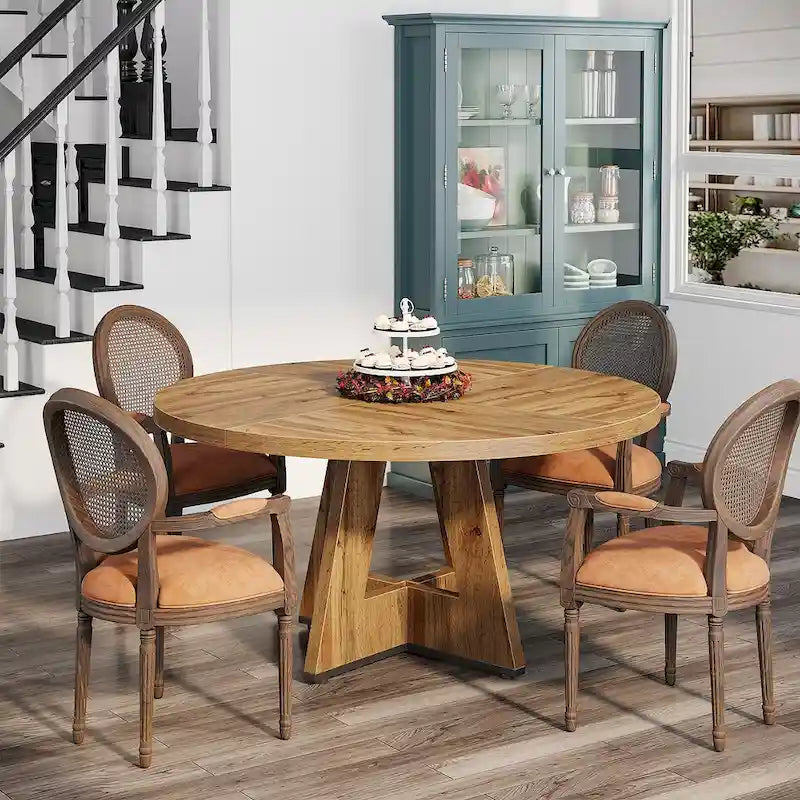 47" Round Farmhouse Dining Table for 4