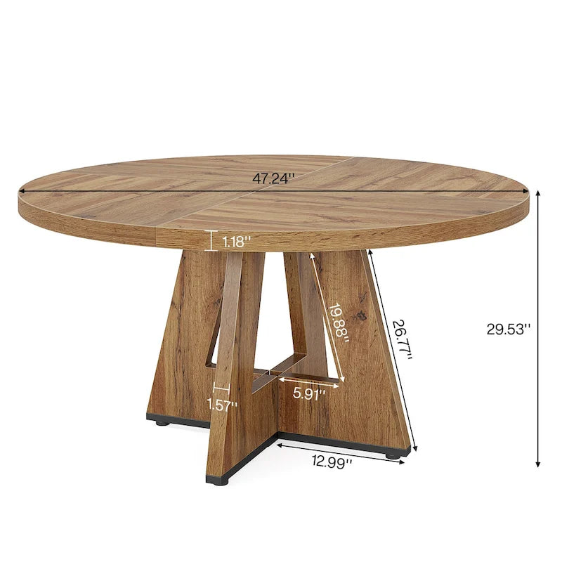 47" Round Farmhouse Dining Table for 4