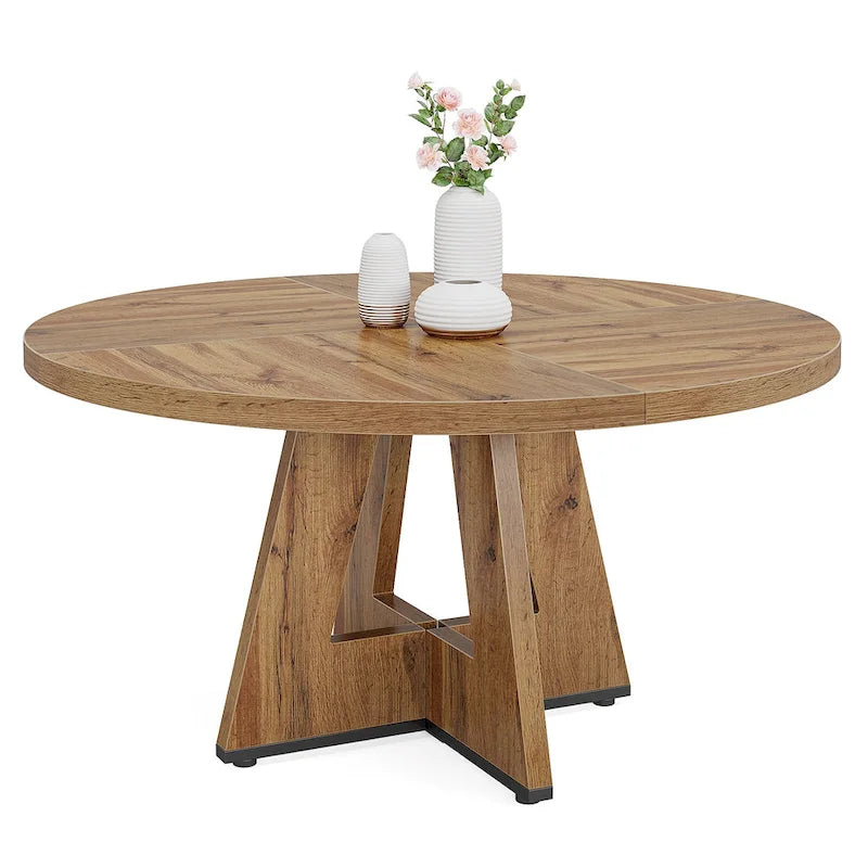 47" Round Farmhouse Dining Table for 4