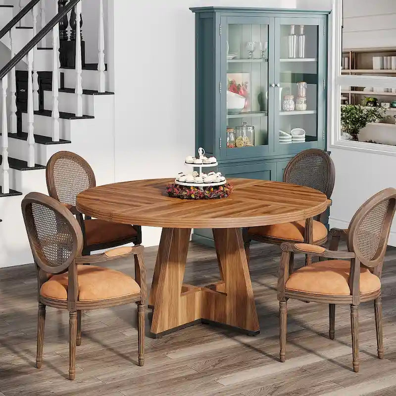 47" Round Farmhouse Dining Table for 4