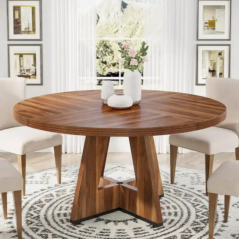 47" Round Farmhouse Dining Table for 4
