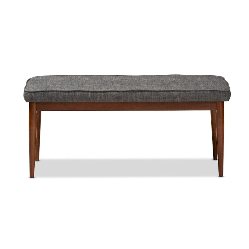 Mid-Century Modern Fabric Upholstered Dining Bench in Grey