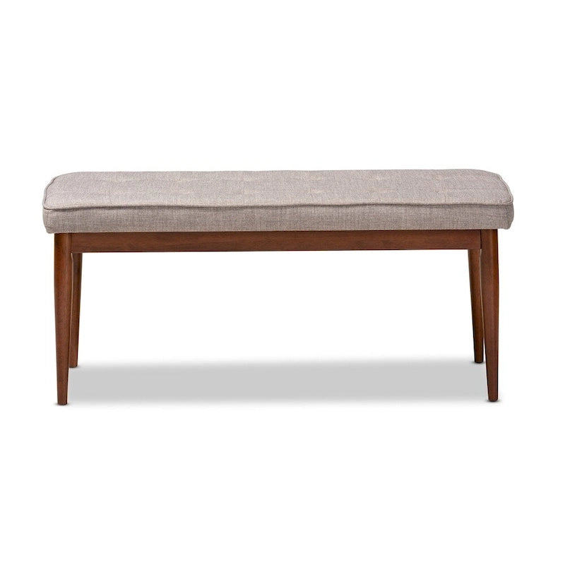 Mid-Century Modern Fabric Upholstered Dining Bench in Grey