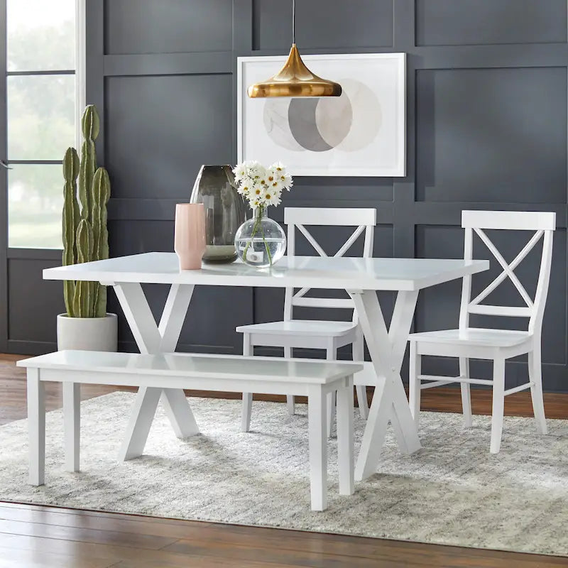X-Base Picnic Style Dining Table in Grey or White
