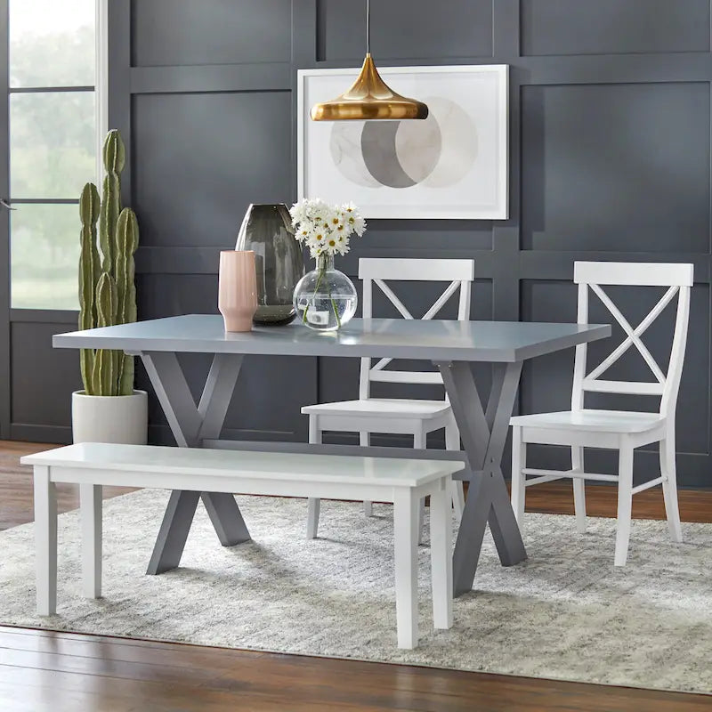 X-Base Picnic Style Dining Table in Grey or White