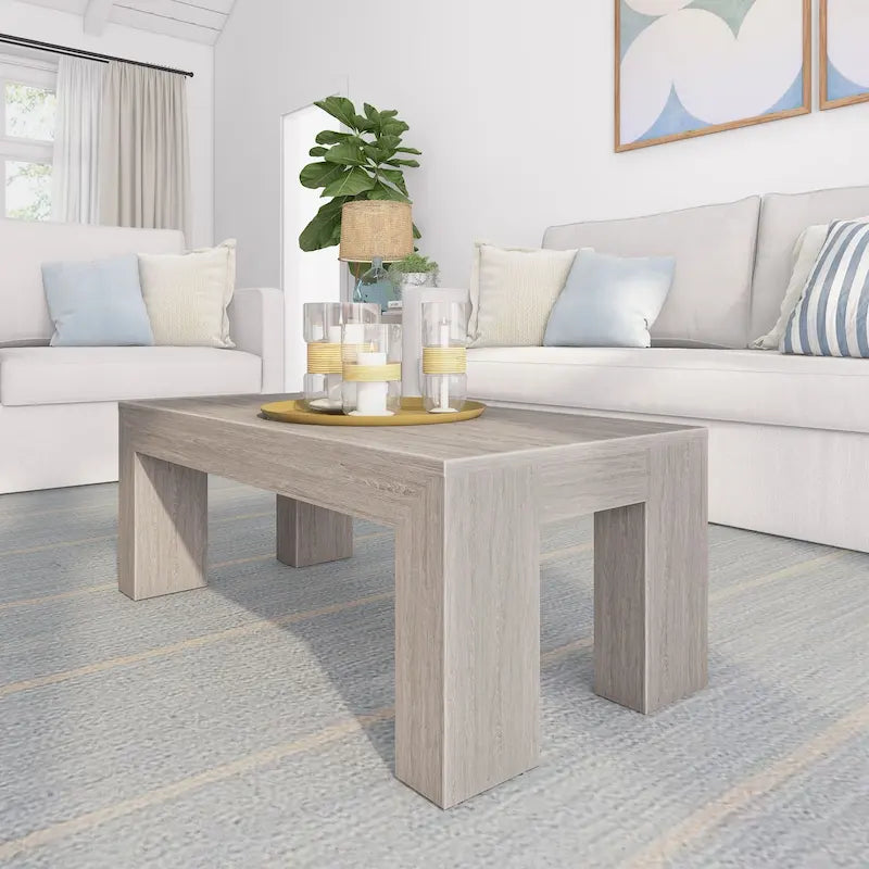 Modern Rectangular Coffee Table in Solid Pine Wood - 40" x 20"