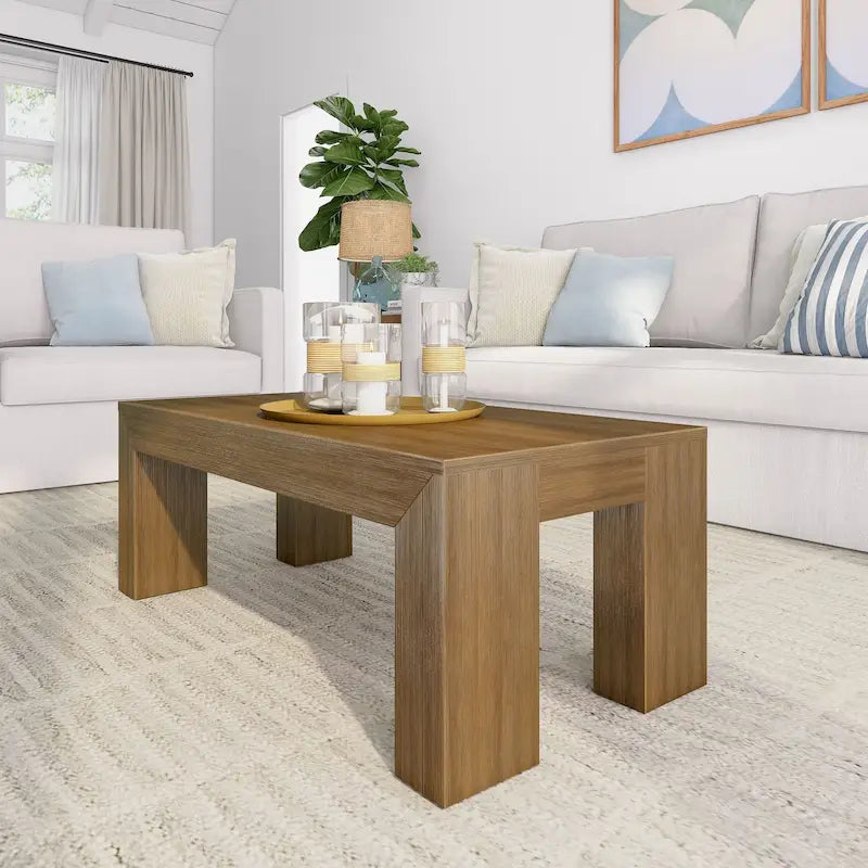 Modern Rectangular Coffee Table in Solid Pine Wood - 40" x 20"